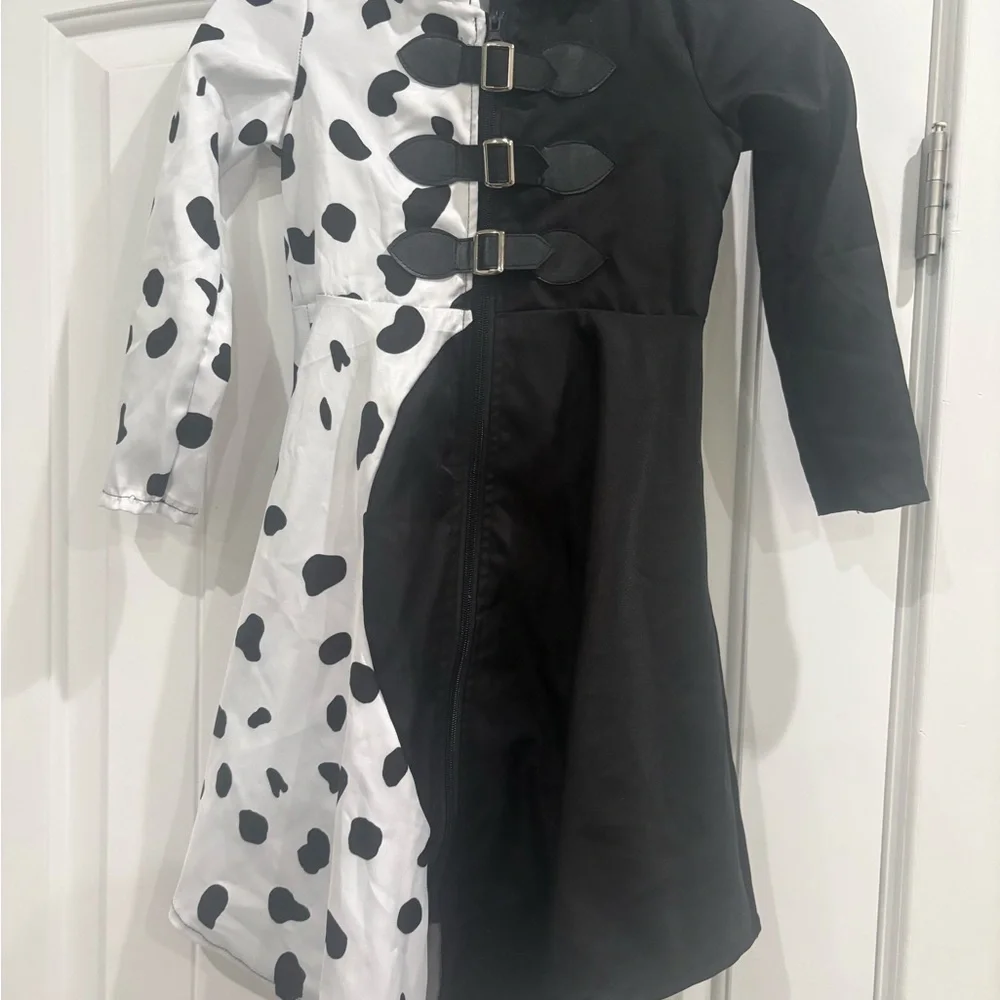 Cruella Deville Black and White Dalmatian Kids Costume